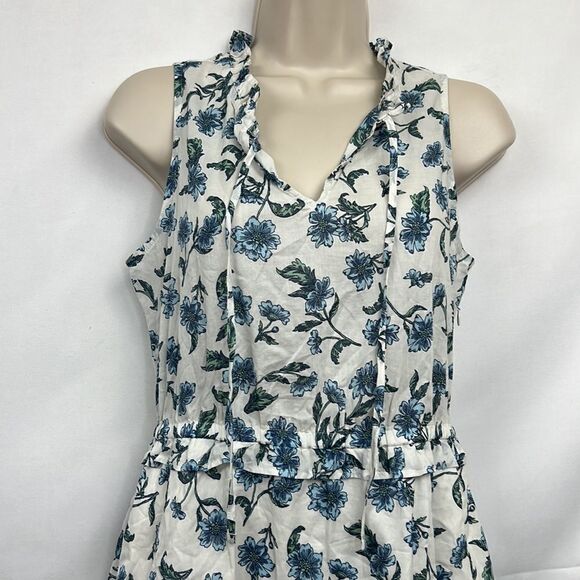 J. Crew Factory BY544 Tie front blue and white floral midi dress size 0 NWT - Picture 2 of 16